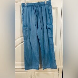 Wide Leg Cargo Pants in Light Blue — Women's Relaxed Fit SOCIAL STANDARD
